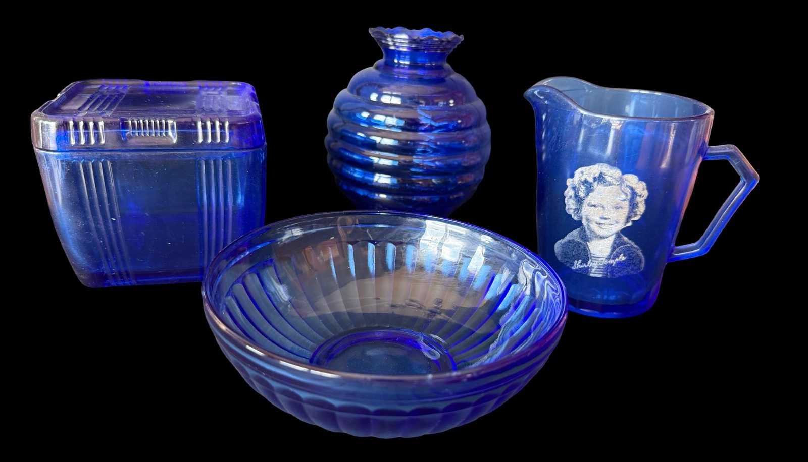 Collection of Cobalt Blue Depression Glass