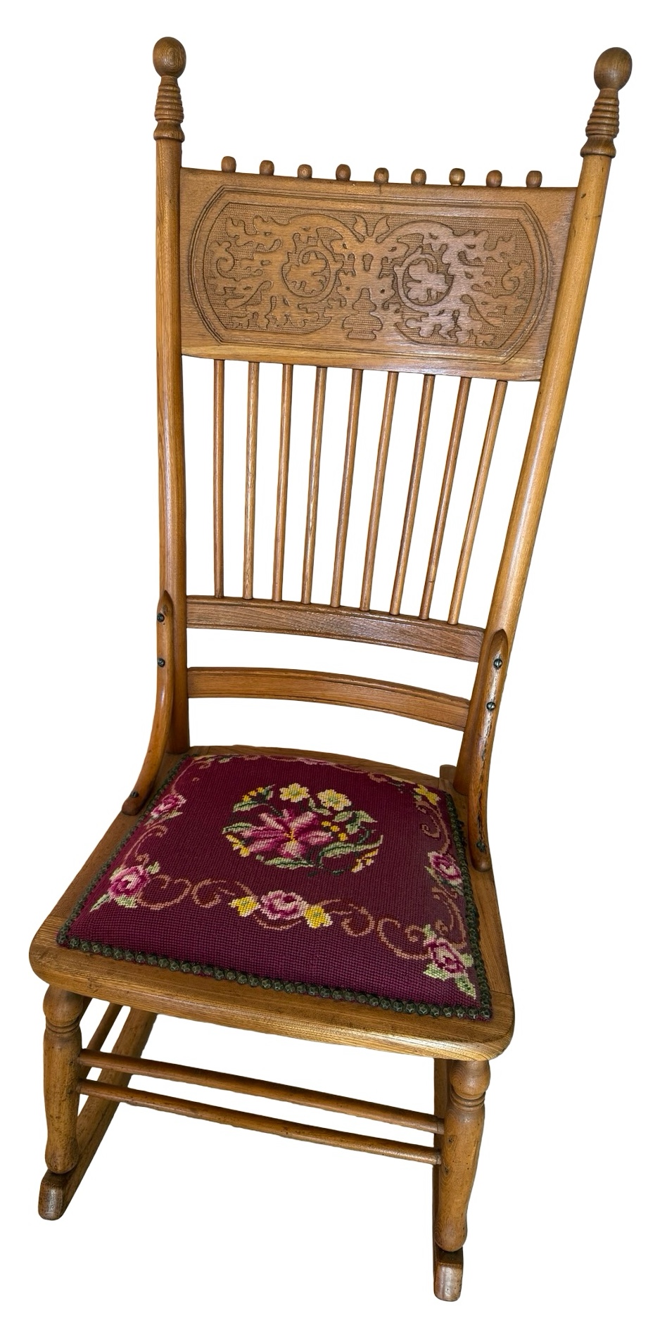 Antique Embroidered Rocking Chair Nursing Chair