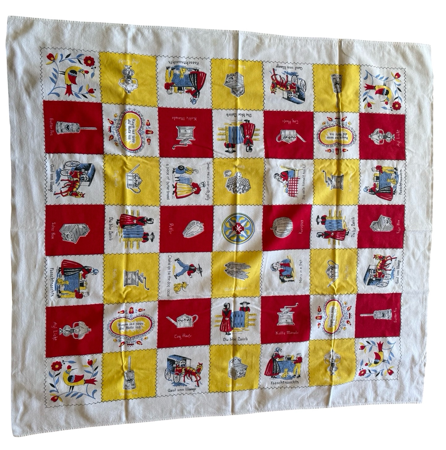 Vintage Amish Cotton Square Tablecloth