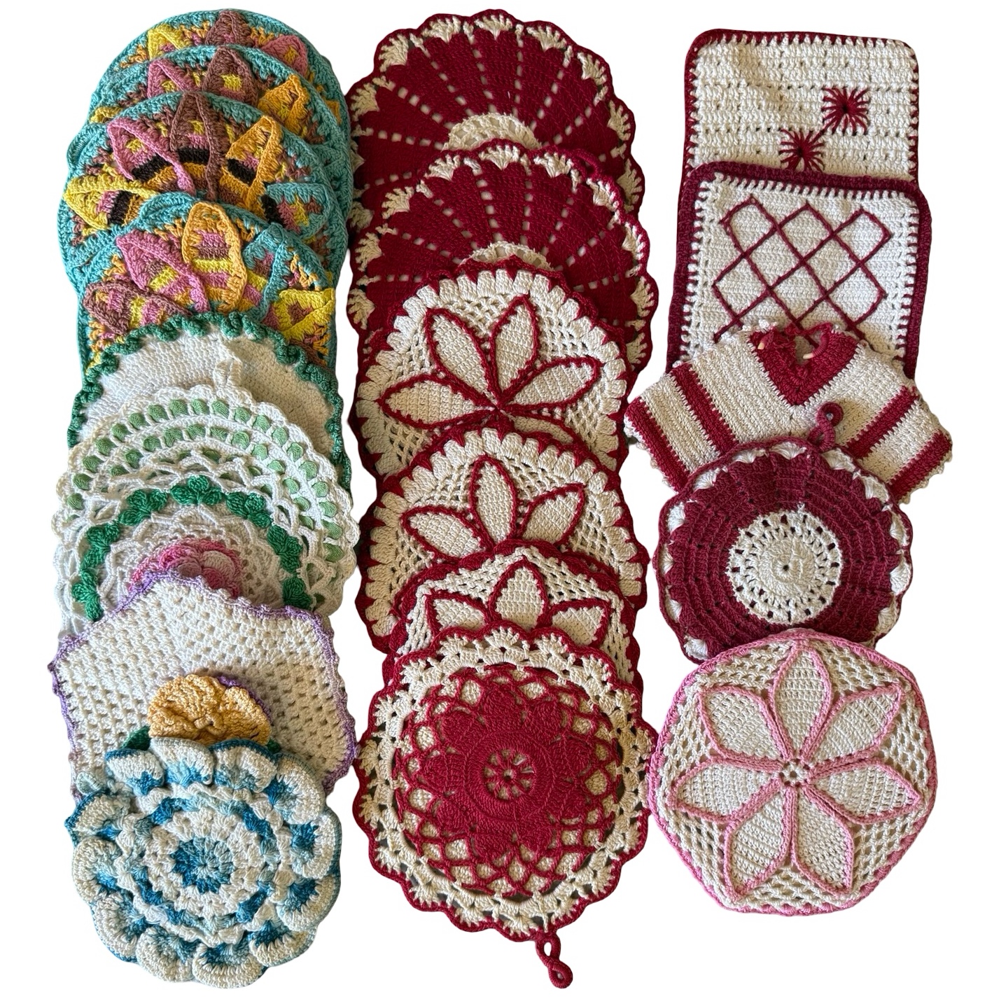 Assortment of Vintage Crochet Pot Holders & Doilies