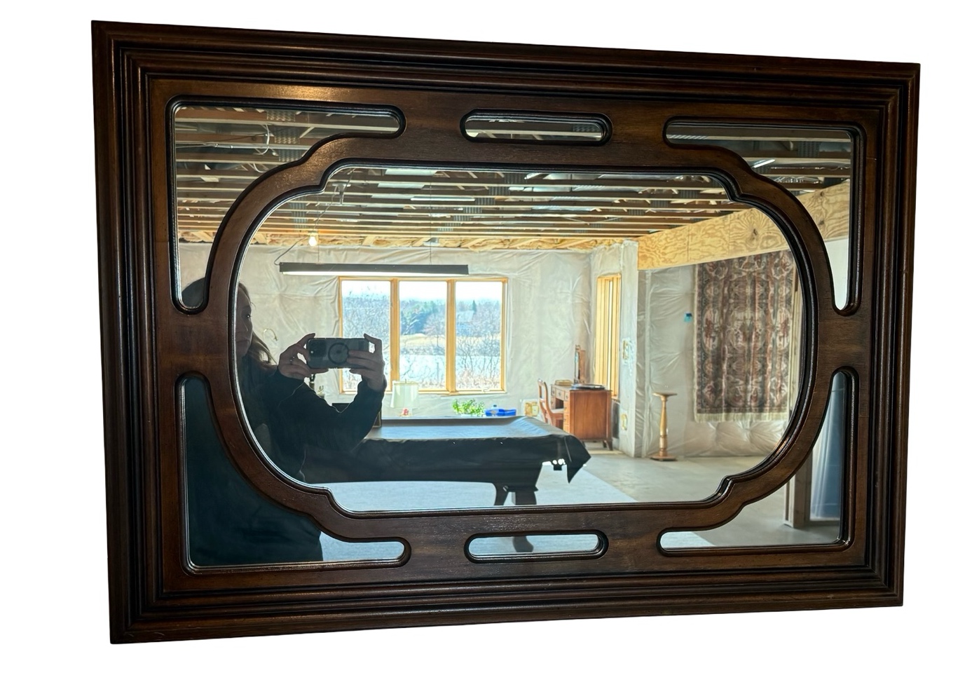 Mid Century Style Wooden Wall Mirror