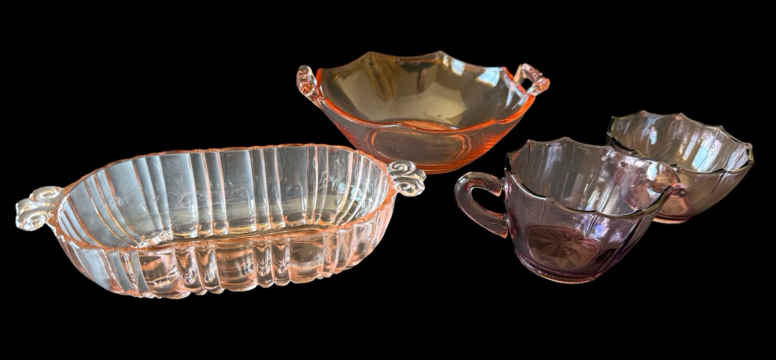 Pink Depression & Amethyst Glassware