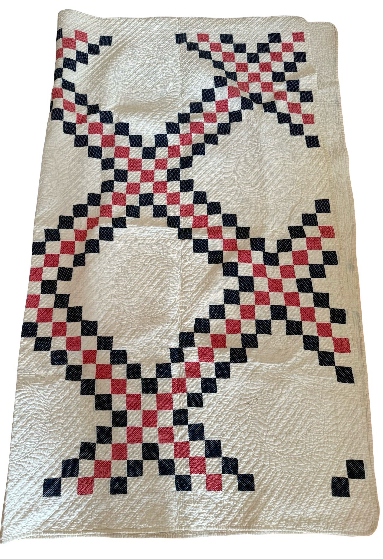Pink & Blue Irish Chain Style Quilt