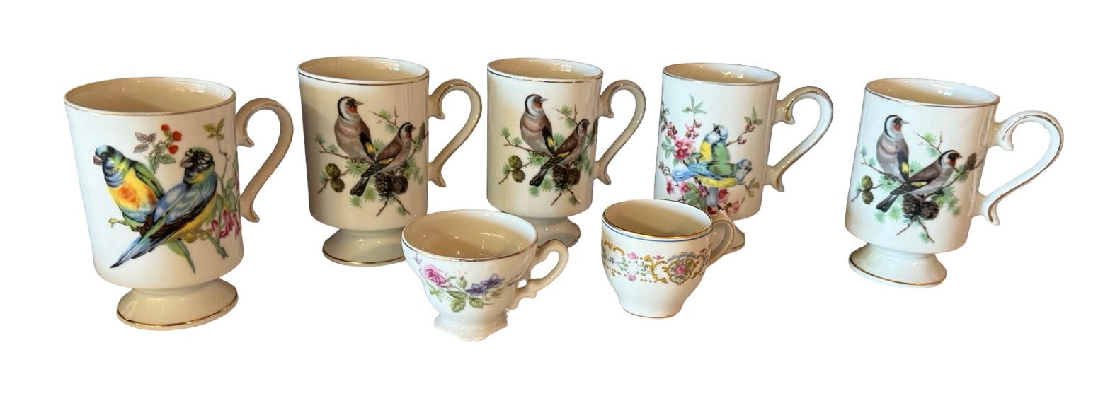Collection of Royal Crown Bird Theme Cups