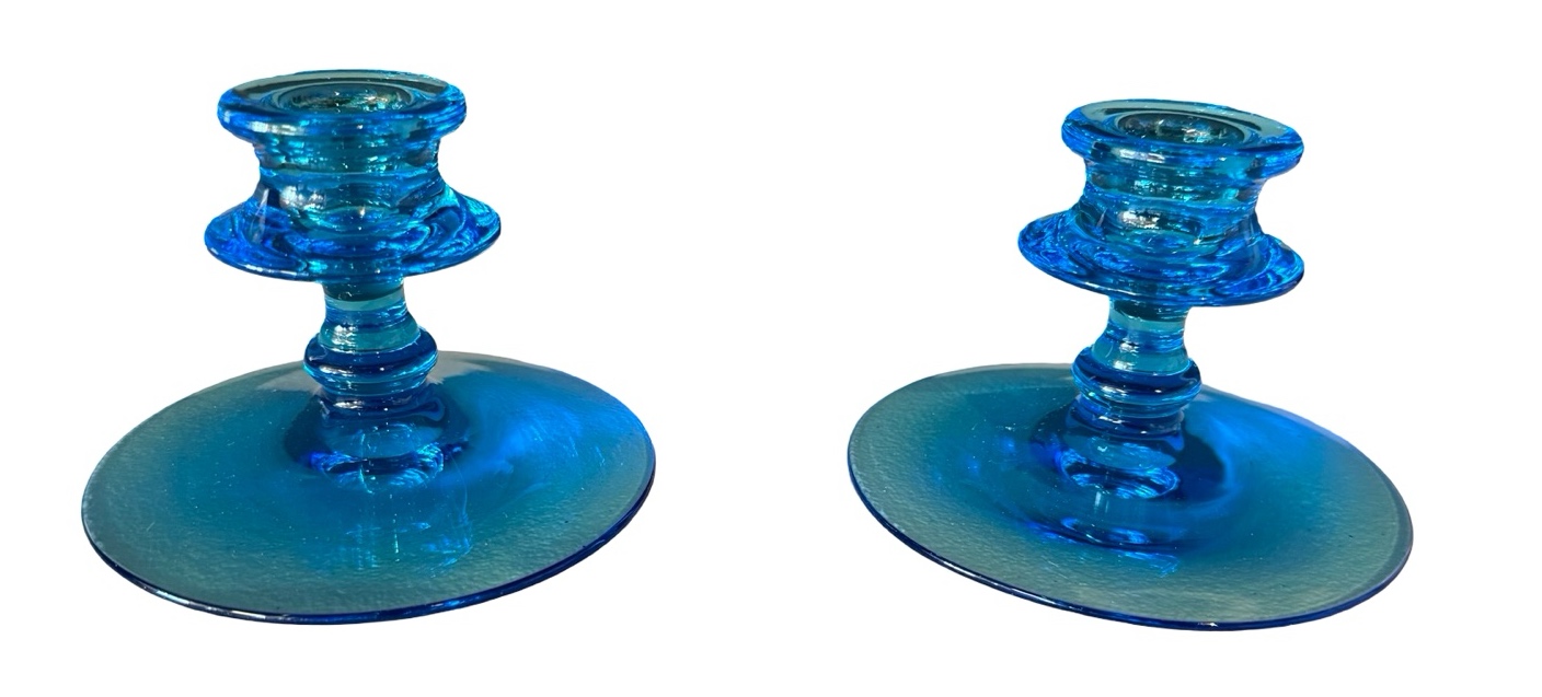 Fostoria Electric Blue Candle Holders