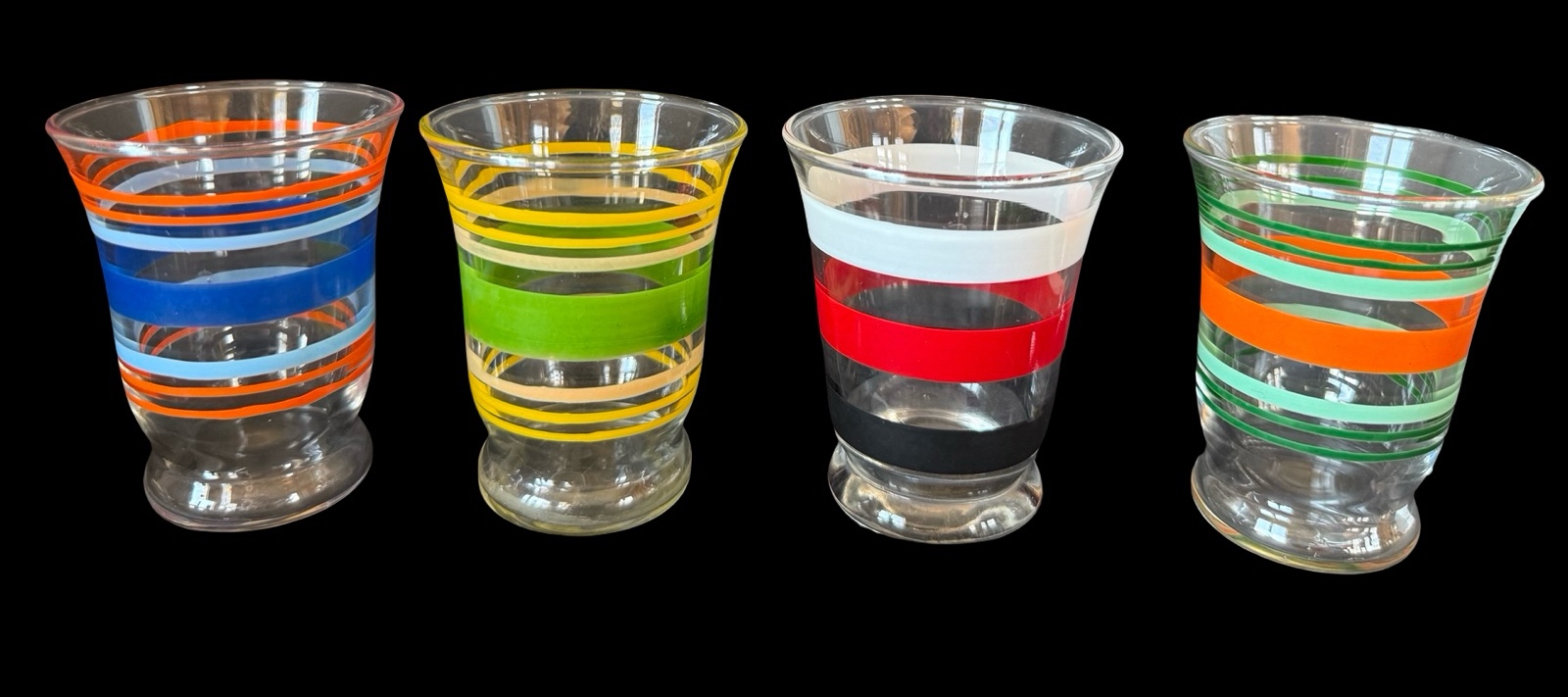Vintage Multicolored Stripped Juice Cups