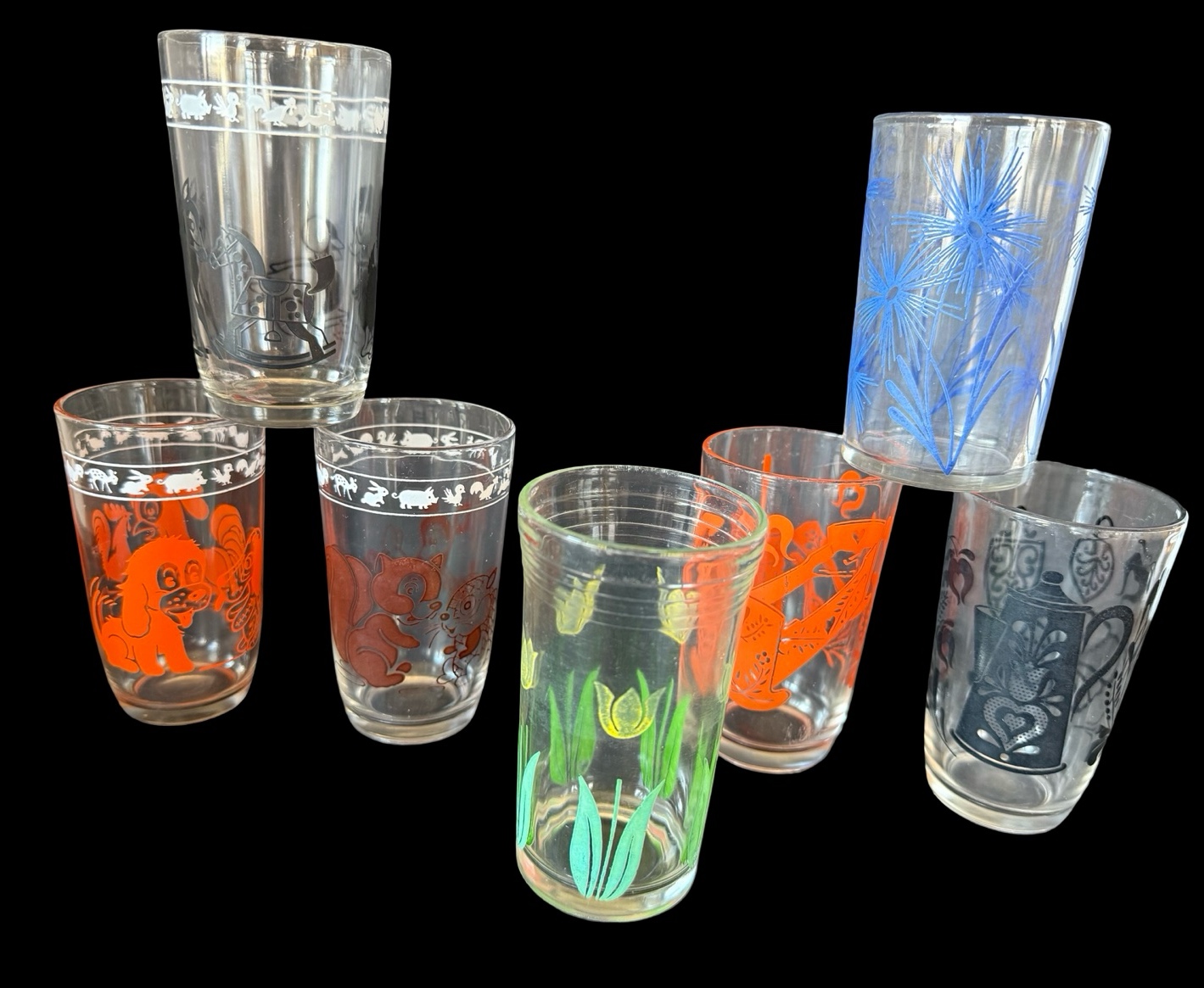 Seven Vintage Juice Cups