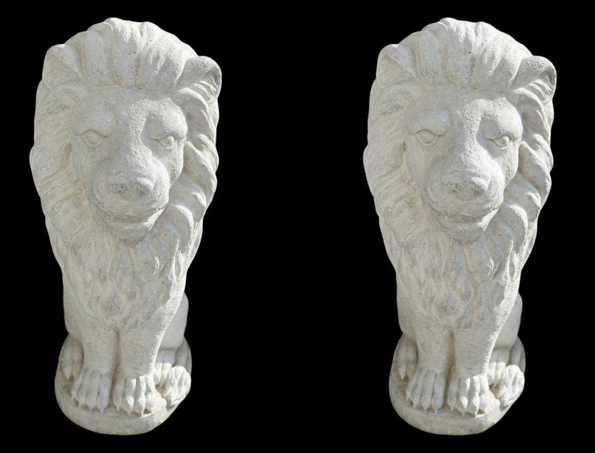 Pair of Outdoor Resin Lion Statues
