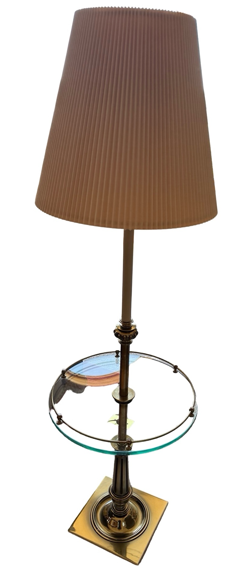 Vintage Floor Lamp with Built-In Glass Table Tray