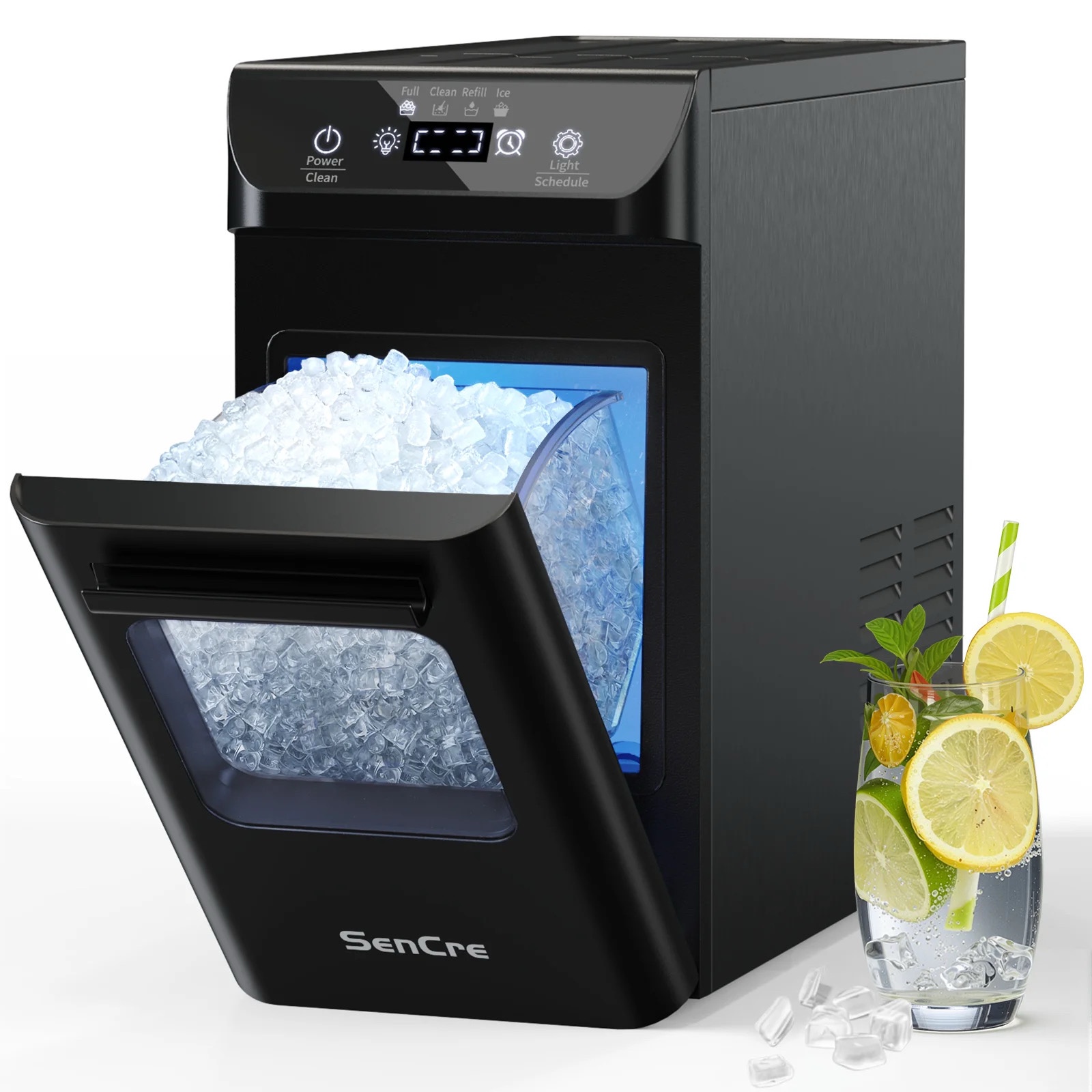 Nugget Ice Maker 44lbs/Day Countertop Ice Maker, Ice Makers with Self-Cleaning & Timer, Retail $599.99 | One-Click Operation, Chewable Ice Pebble Ice Maker Machine with Scoop&Basket for Home/Kitchen/Office