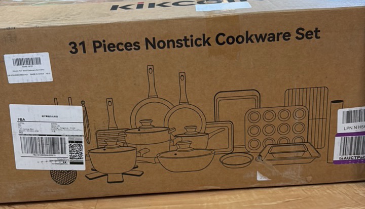 31-Piece Nonstick Cookware Set Kikcoin - Pans, Lids, Steamer, Grill Pan, Silicone Utensils, 6-Piece Bakeware, Cooling Rack, Pan Protectors