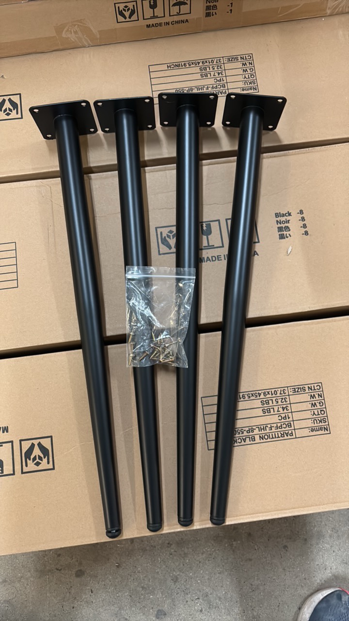 Four Pack of Furniture Legs, Black Metal Round Tapered Heavy Duty, Great for Bar, Bed, Table, Chairs, Couch, Create Your Own Artistic Furniture, 55 Centimeters22 Height