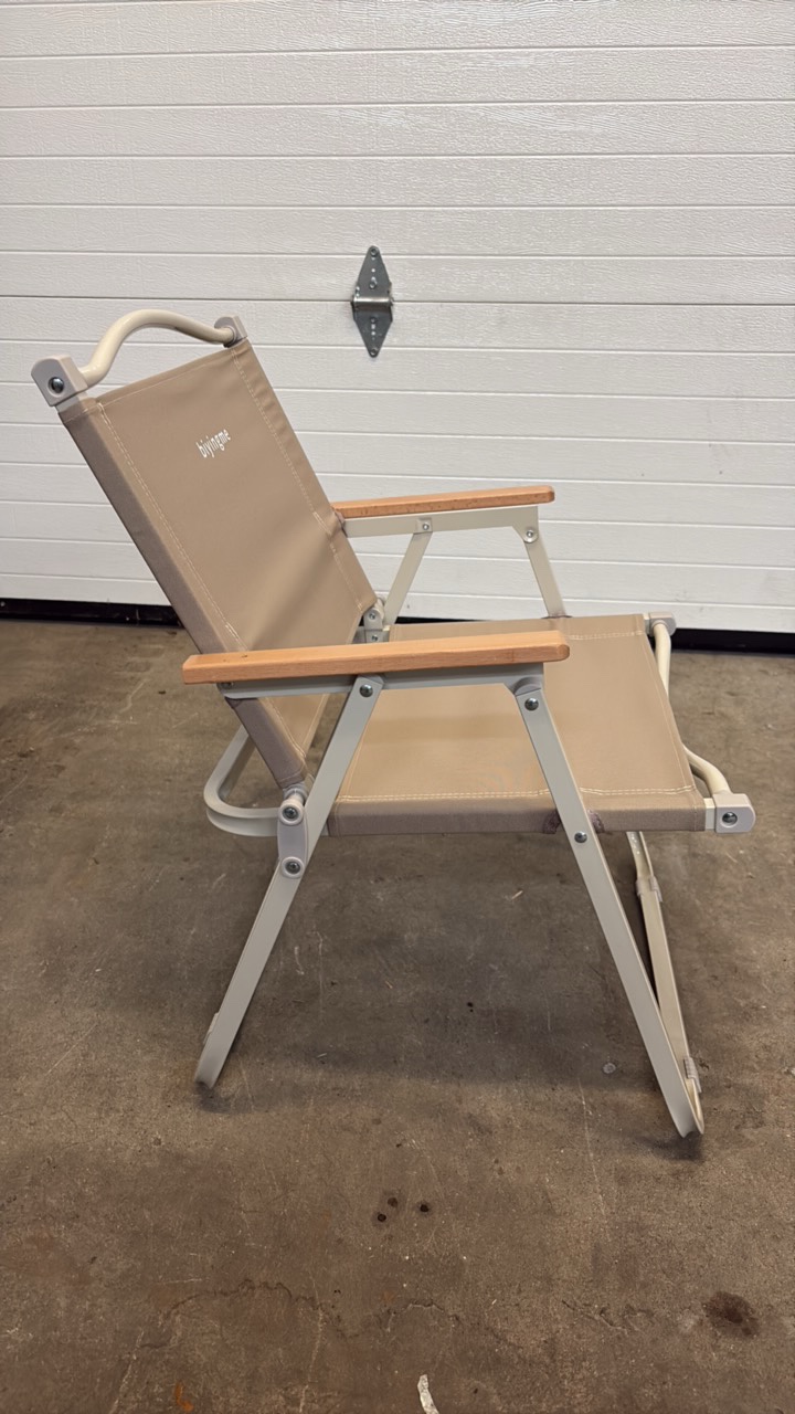 Lawn and Beach Chair, Great for Summer Relaxing, BeigeTan Color, Built-in Metal Handle, Easkly Folds up for Easy Transportation