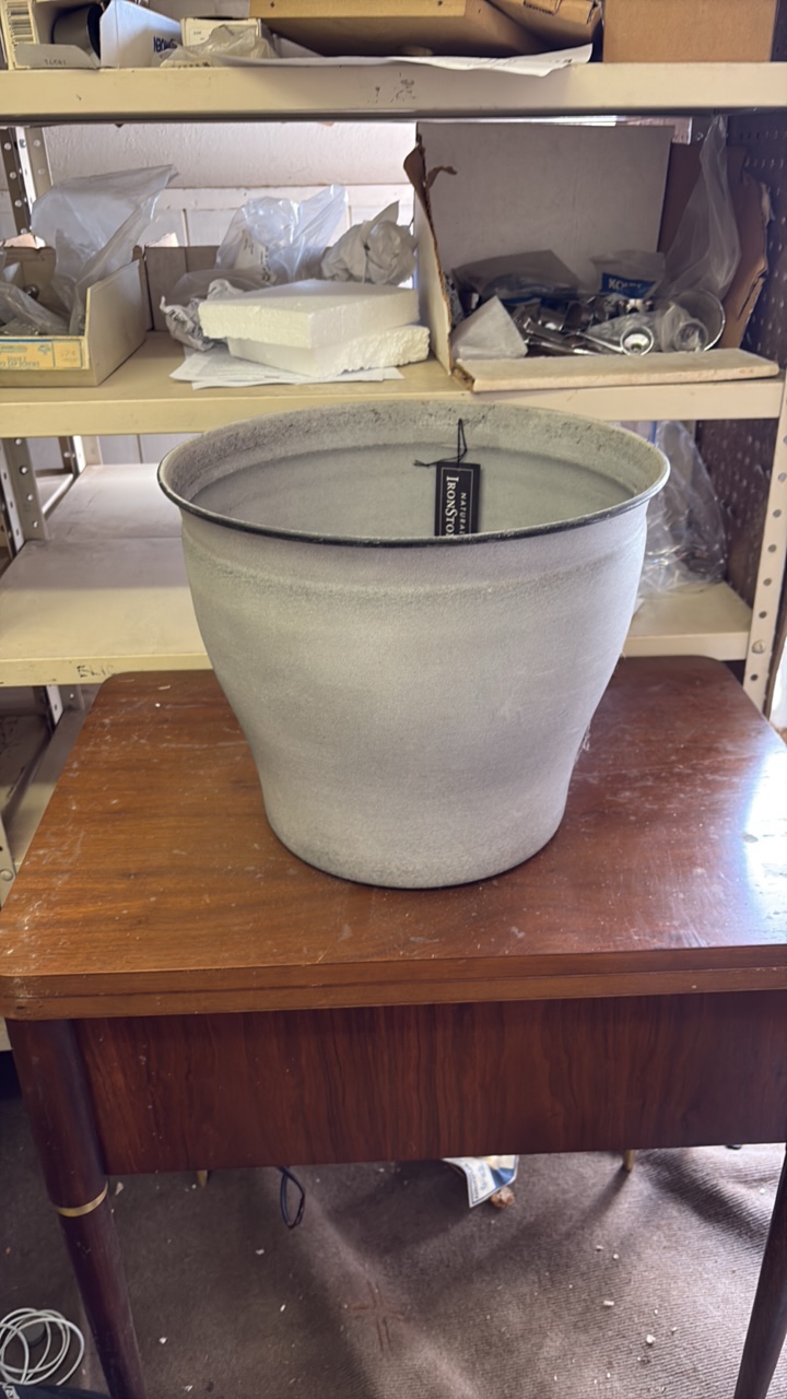 14 Inch Natural IronStone Garden and Flower Pot, Gray Color, Indoor and Outdoor U se, Quality M aterial, 3.6 Gallon Triple Layered Coating for a Lasting Finish