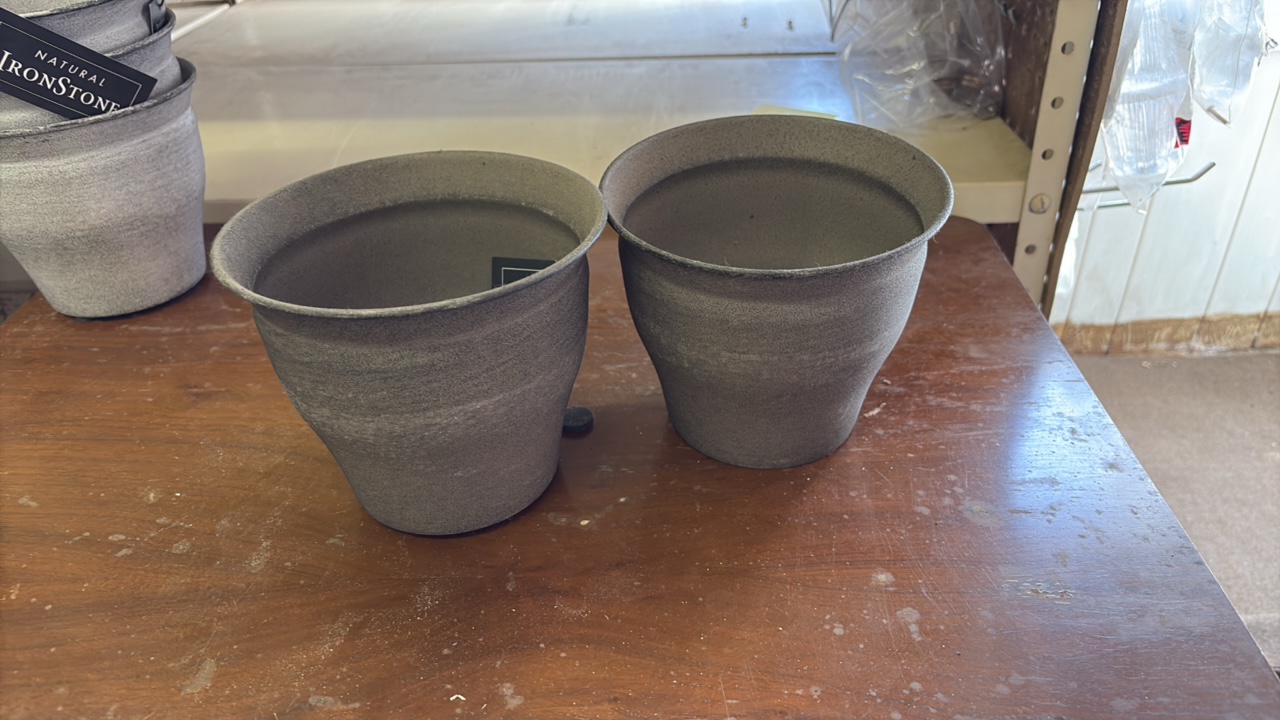 Twon IronStone Pots, Six Inches, Dark Cappuchino Color, Sturdy Material, Good Quality, Triple Finished Coating, Great for Gardens and Flowers