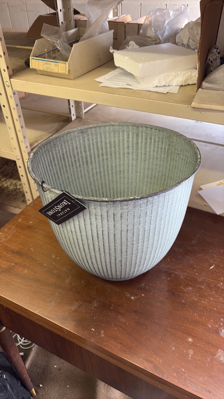 IronStone Pot, Steel Blue Color, 12-Inch Size, Great for Gardens and Flowers, Sturdy Material, Indoor and Outdoor Use