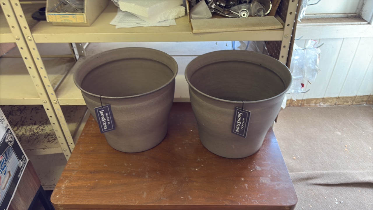 Twon Brown Ironstone Pots, 12-Inch Size, Sturdy Material, Great for Gardens and Flowers, Indoor and Outdoor Use