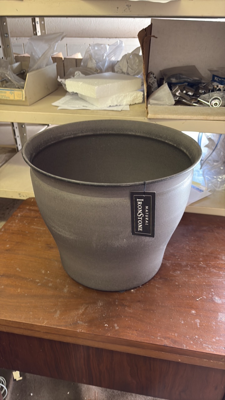 Large 14-Inch IronStone Brand Pot, Brown Color, Sturdy Material, Great for Gardens and Flowers, Indoor and Outdoor Use