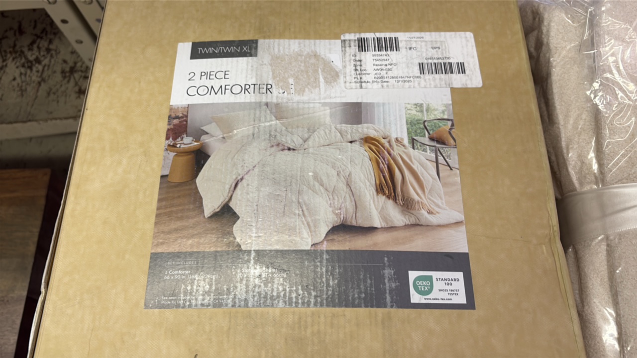 Two Piece Comforter Set, Cream Colored, 1 Comforter 66 x 90 inches and One Standard Sham 20 x 26 inches, AW04-03C