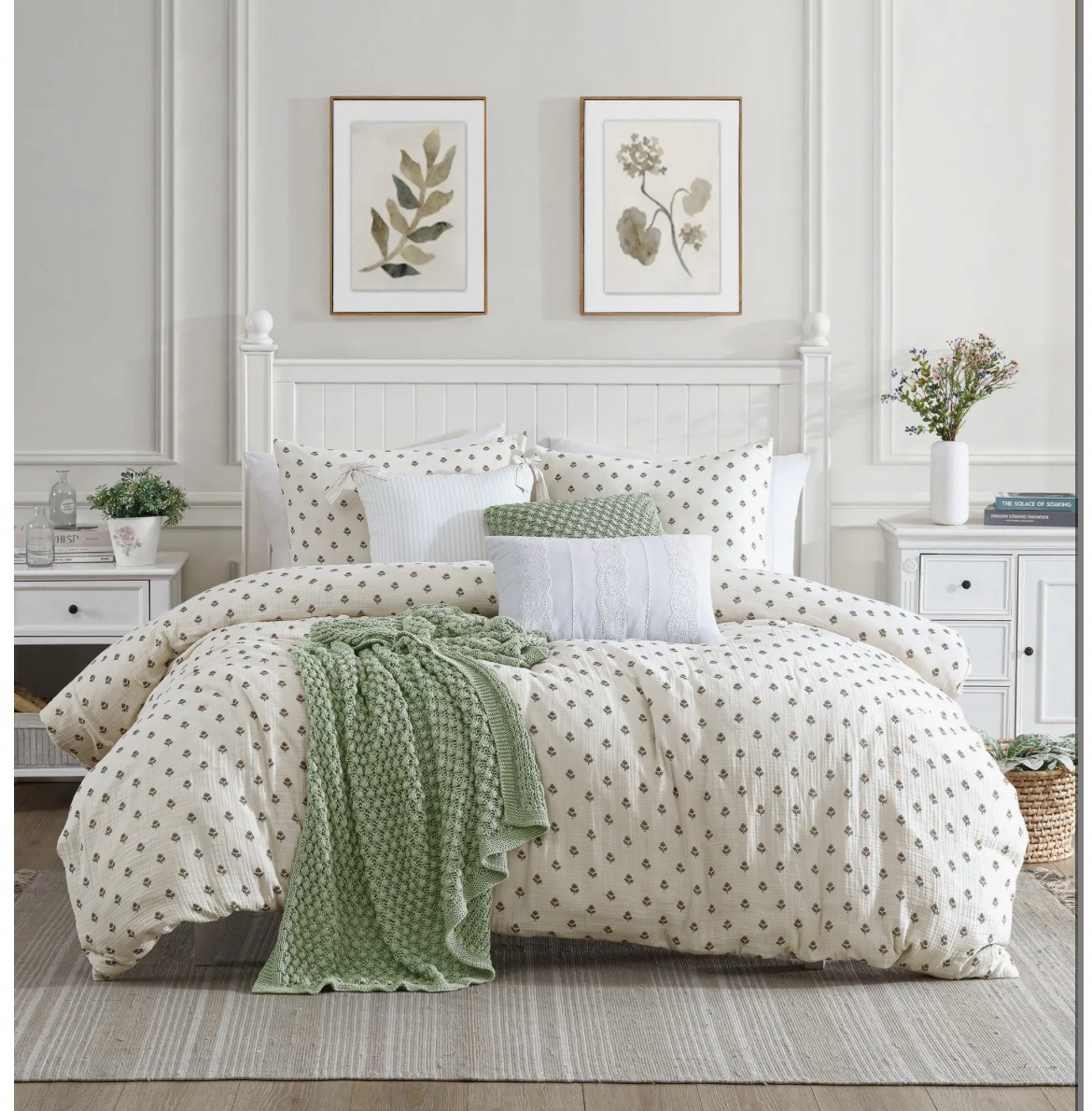 Peri Home Brand Full Queen Comforter Set, 100% Cotton Flowe Print, Includes One Comforter 88 x 92 Inches and 2 Shams 20 x 26 Inches