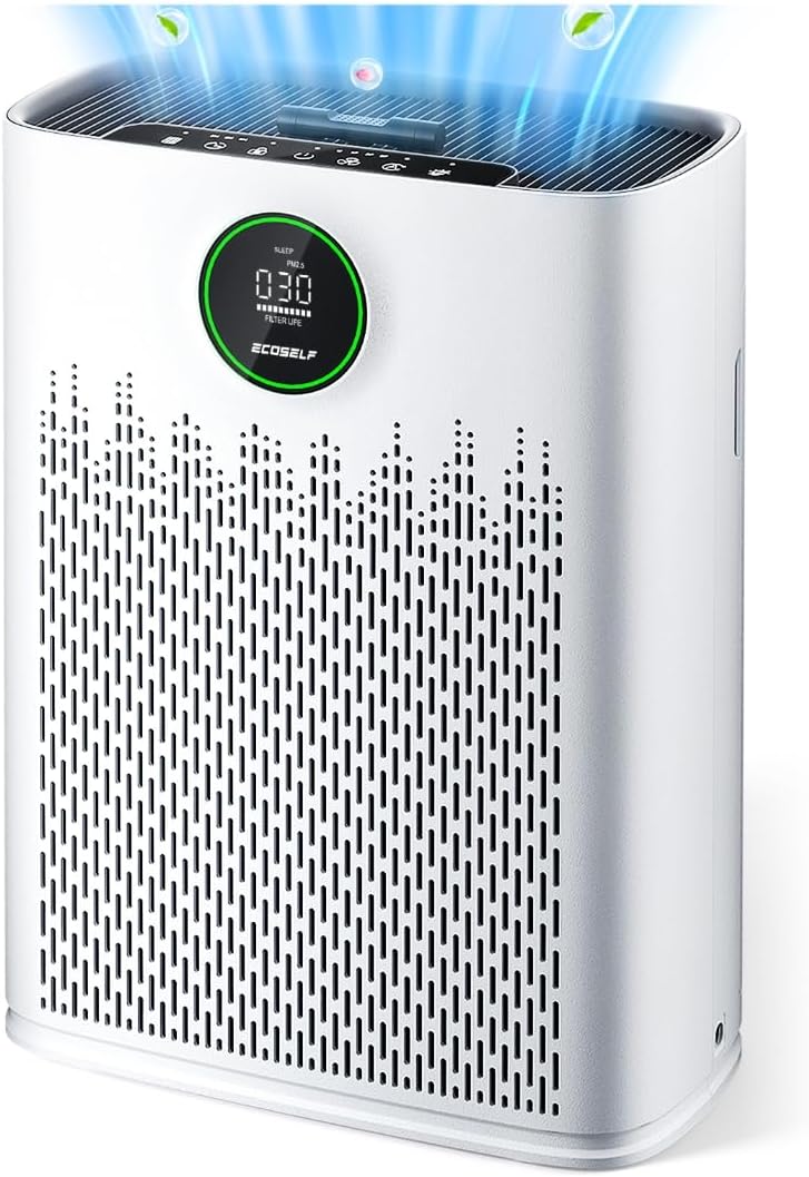 Air Purifier for Home Large Room, Cover up to 2,400 Square Feet With True HEPA Filter, Smart Mode, Sleep Mode, Aromatherapy With 2x-Purification and 360-Degree Air Outlet
