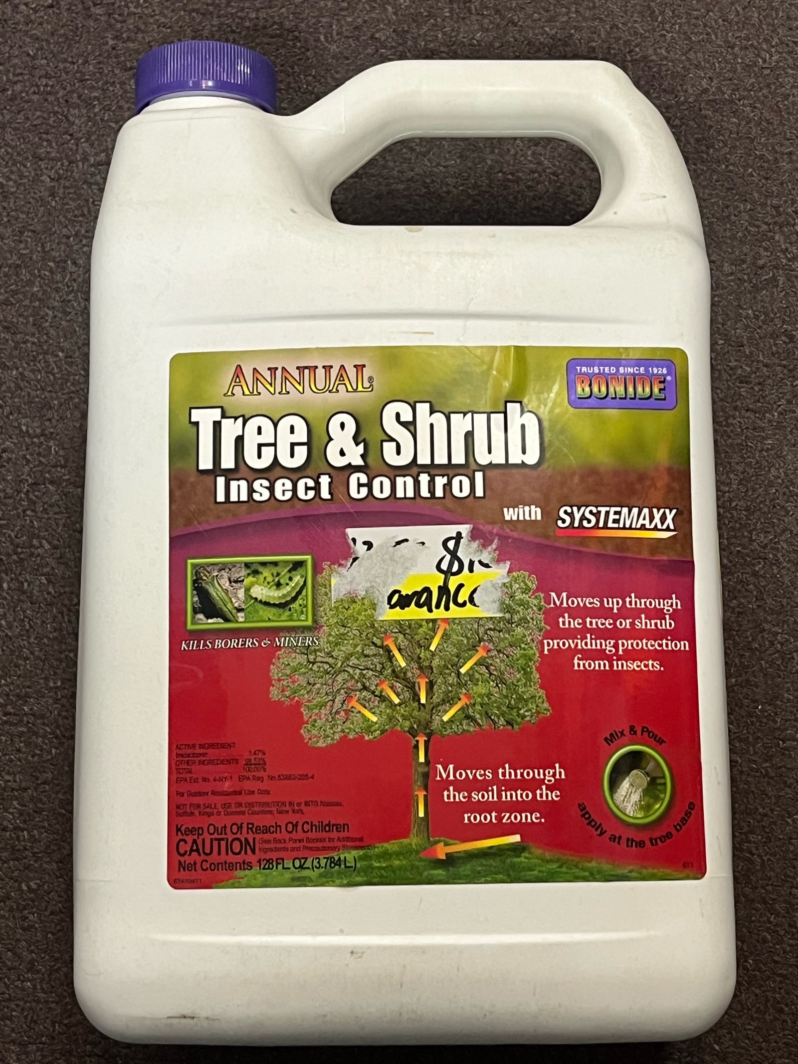 Annual Tree and Shrub Insect Control with Systemaxx, 128 oz. Concentrate, Year Long Protection and Insect Killer