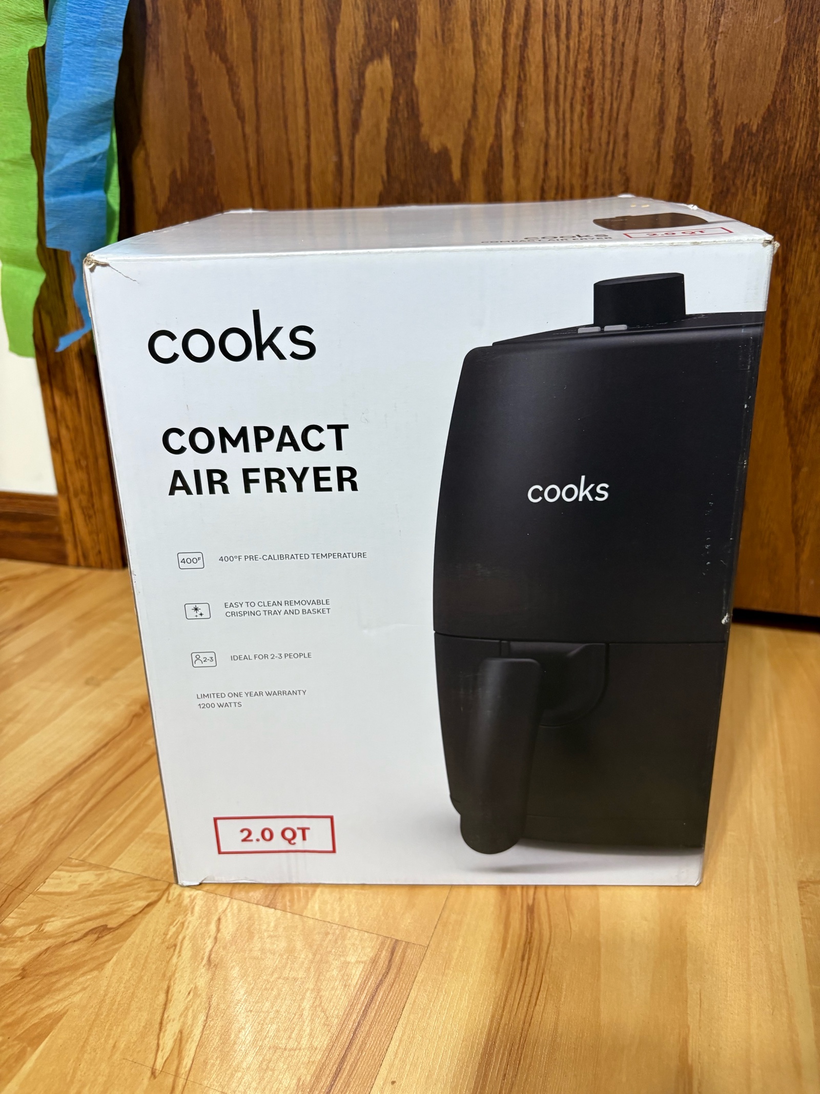 Cooks Brand Compact Air Fryer, Black Color, 2.0 Quart Size