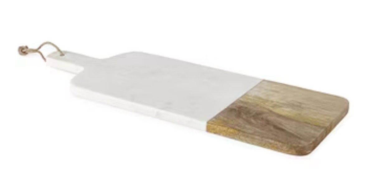 Linden Street 20x7 Mango Wood & Marble Serve Tray
