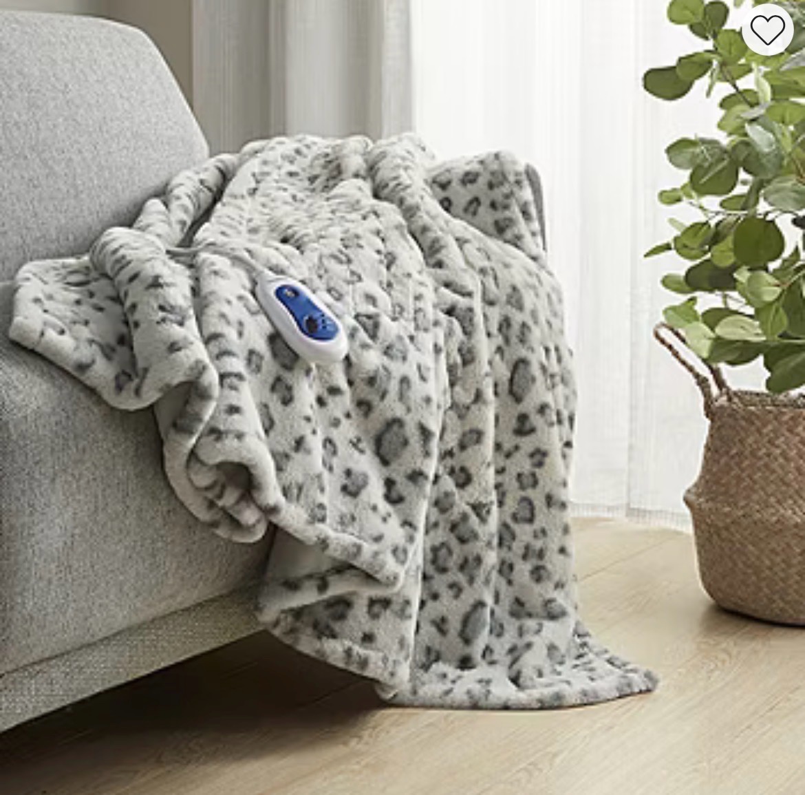 Beautyrest Marselle Heated Automatic Shut Off Washable Midweight Throw Leopard Print