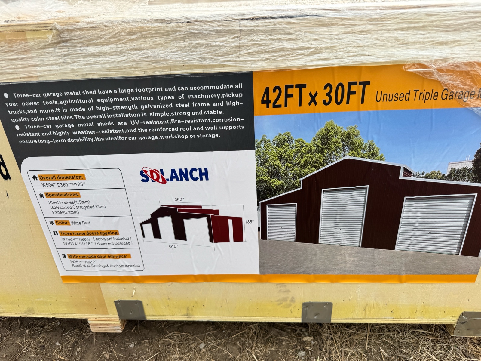 Triple Garage Metal Shed - 2026 - Unused - SDL4230TGMS