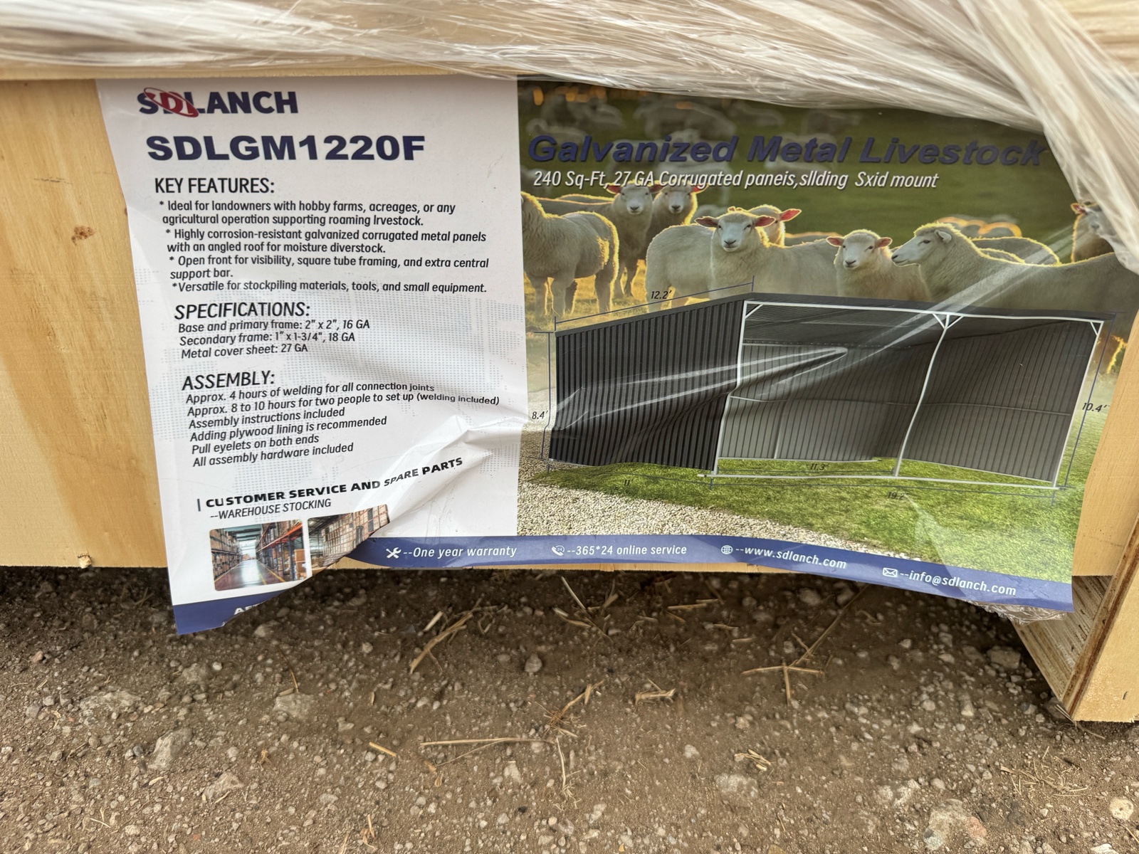 Galvanized Metal Livestock Shed2026UnusedSDLGM1220F