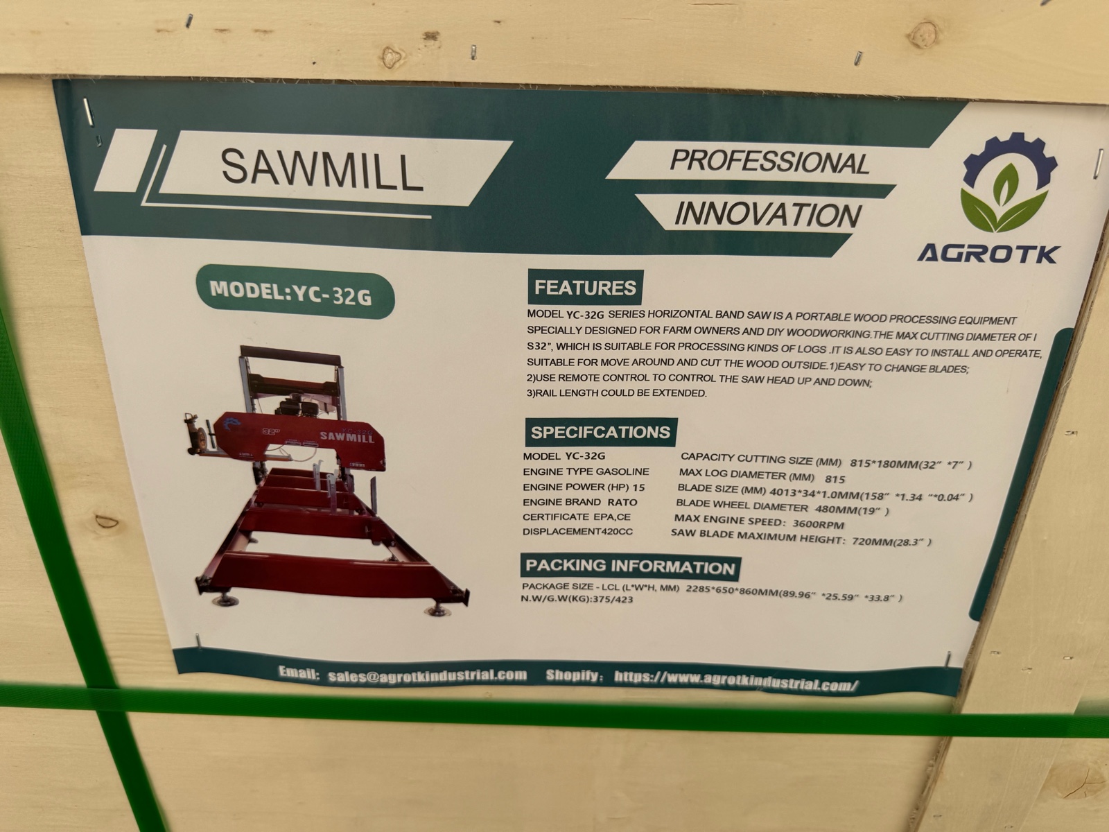 Portable Sawmill - AGT - 2026 - Unused - YC-32G