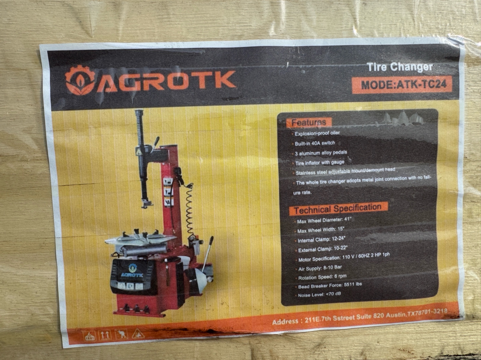 Tire Changer - AGT - 2026 - Unused - ATK-TC24