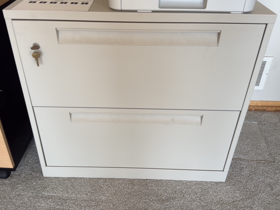 Steelcase two drawer file cabinet with lock and