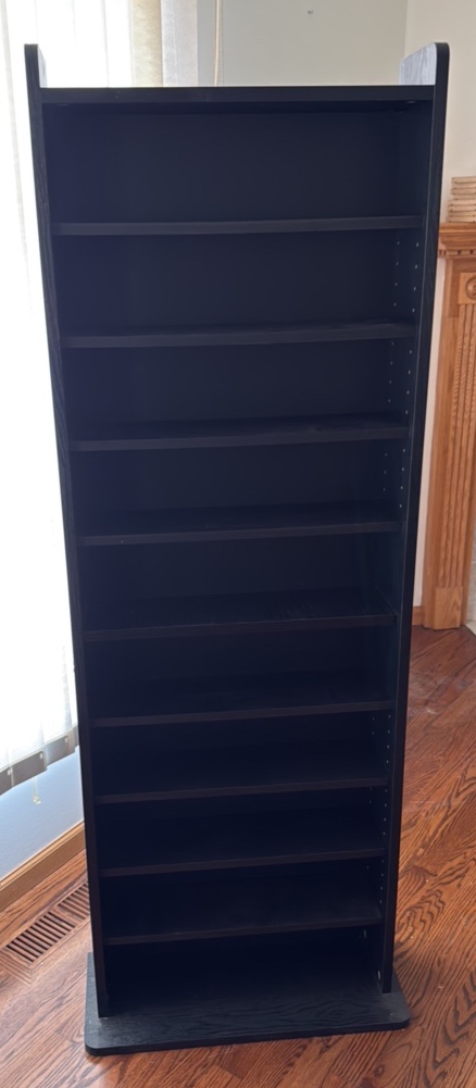 Black media storage cabinet for CDs or movies