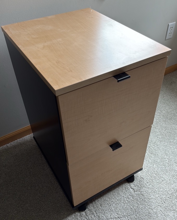 two drawer veneer file cabinet