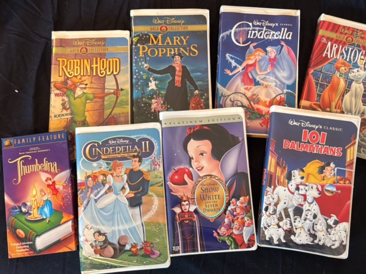 Collection of Walt Disney VCR tapes