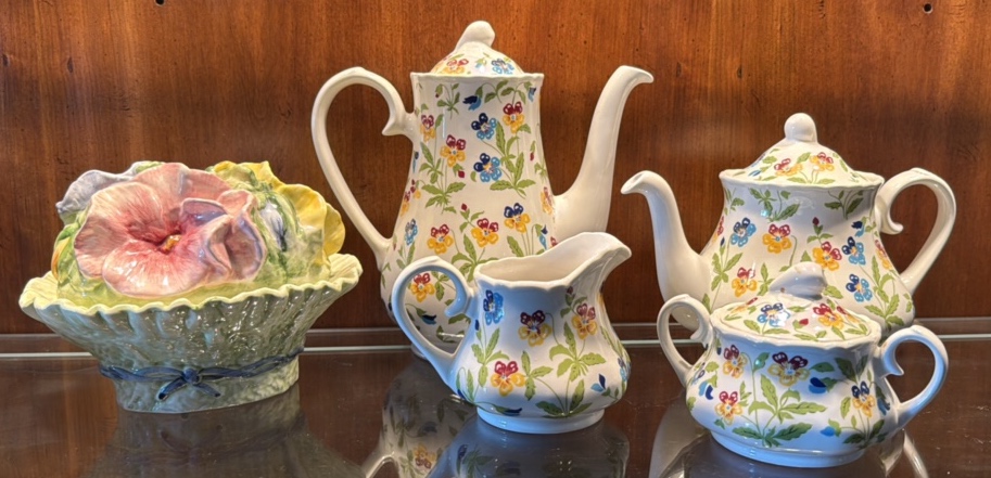 Victorian Garden designed by Hardy Amies coffee and tea service along with a San Marco garden style candy container