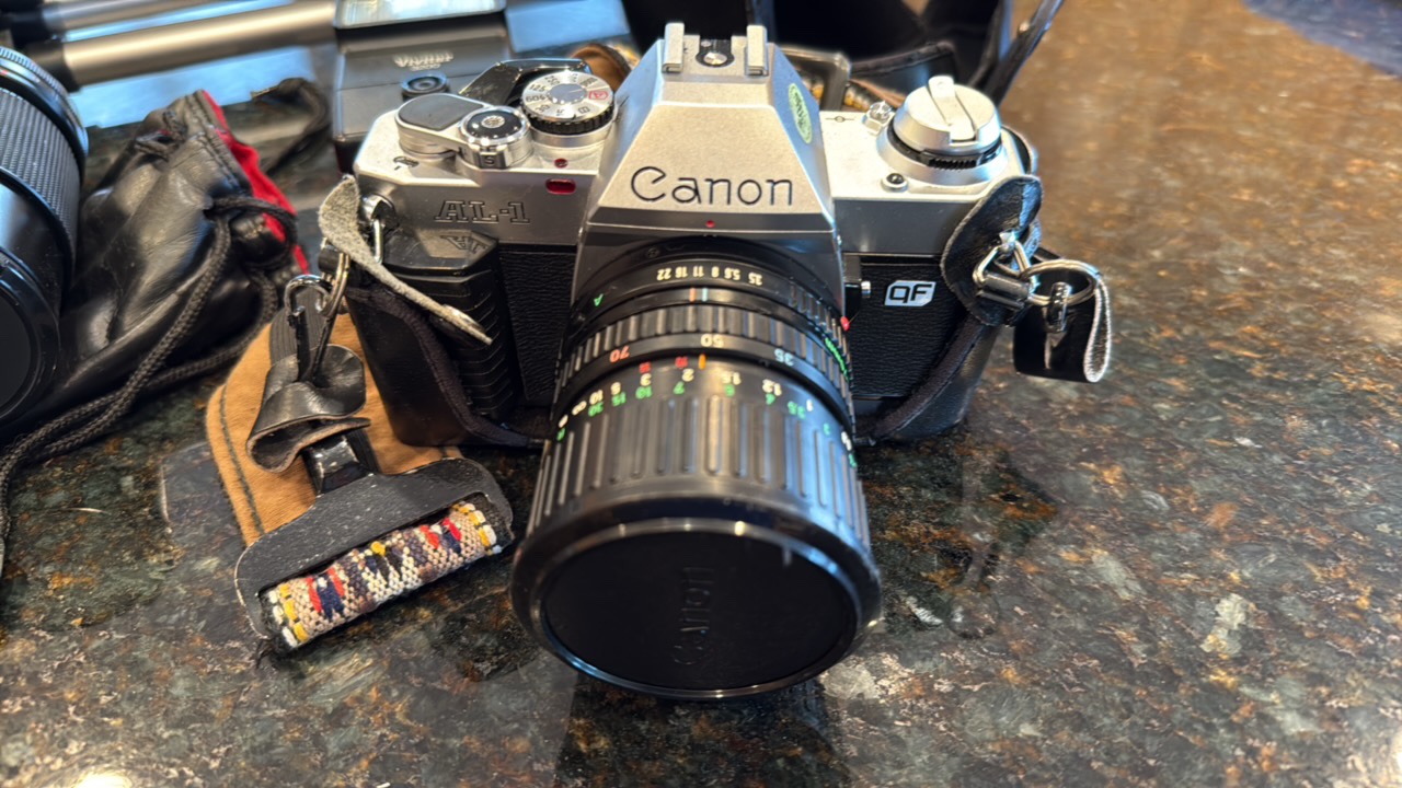 Canon AL-1 Camera and Vivitar, lens and flash