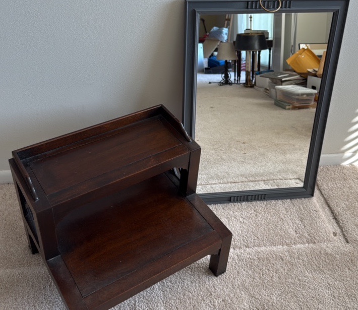 Drexel bed, steps or table topper along with a wonderful Antique mirror