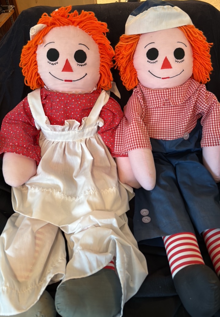 handmade Raggedy Ann and Andy dolls