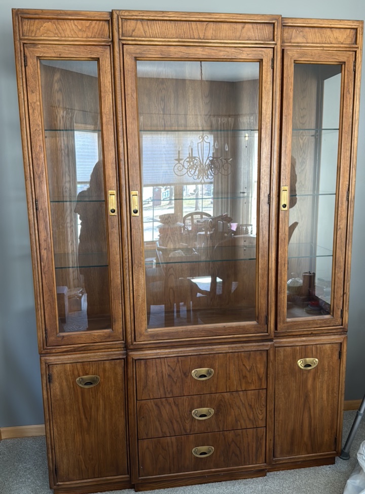 Drexel Heritage Display Cabinet with glass shelves and storage underneath