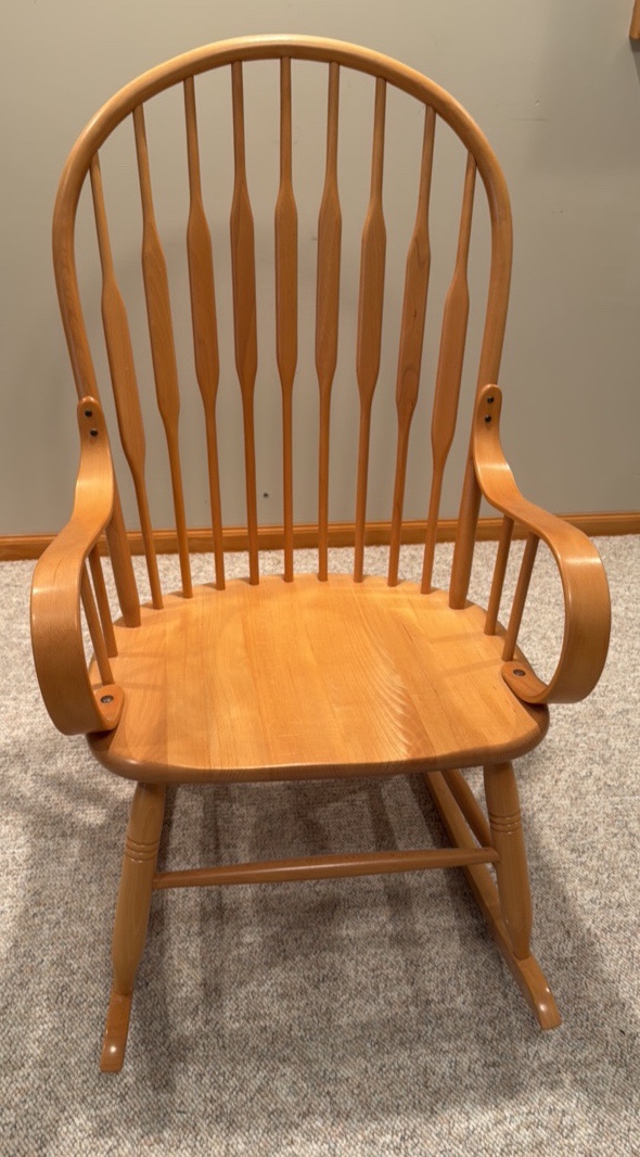 blonde oak solid rocking chair