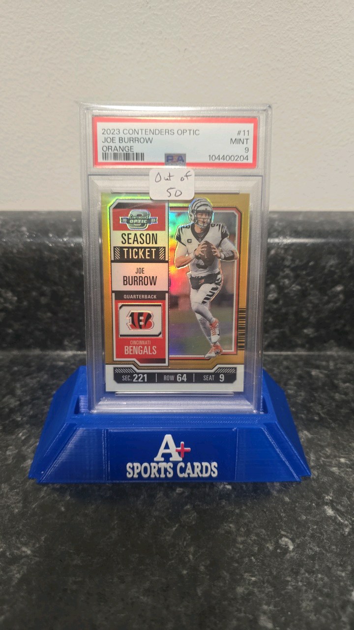 2023 PANINI CONTENDERS OPTIC #11 JOE BURROW ORANGE 14/50 PSA 9