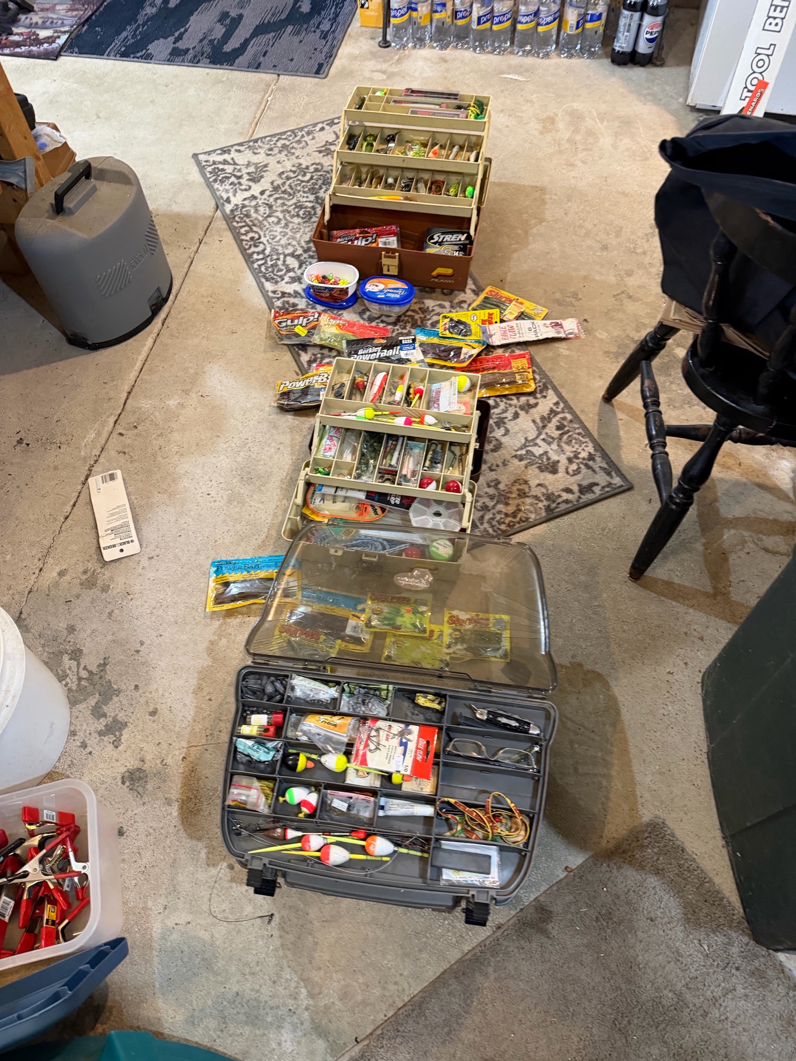 Fishing Tackle Lot  Plano Tackle Boxes, Lures, Line, Leatherman Multi-Tool & Accessories