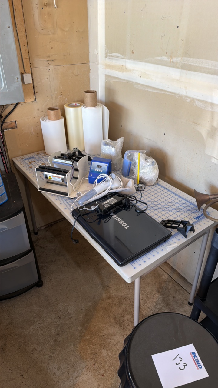Sublimation Starter Setup  Mug Heat Press  Toshiba Laptop  Work Table  Supplies