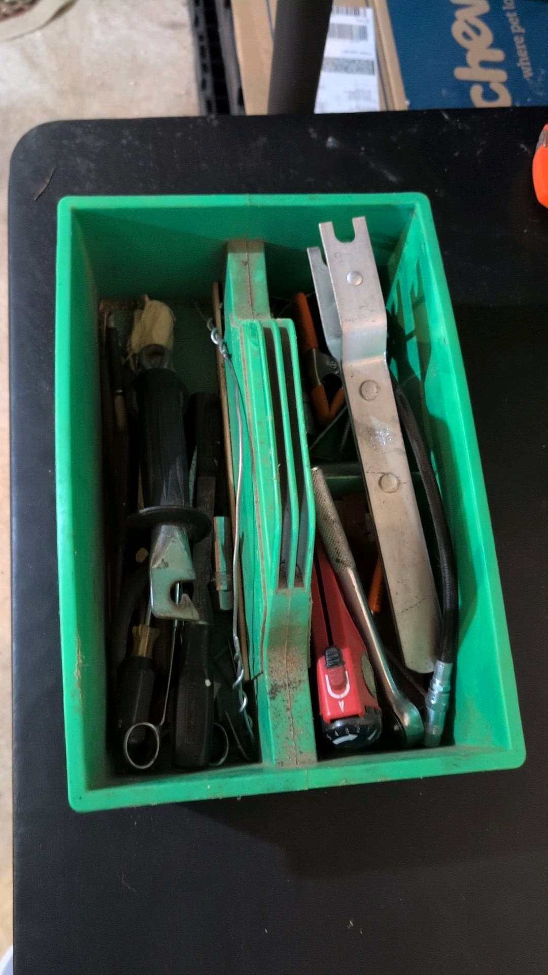 Tote and assortment of tools