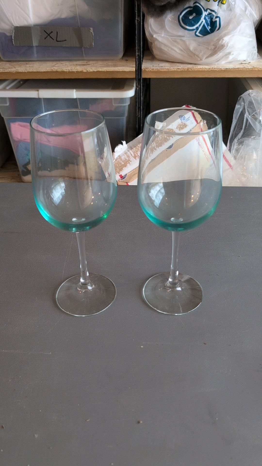 Large box of wine glasses