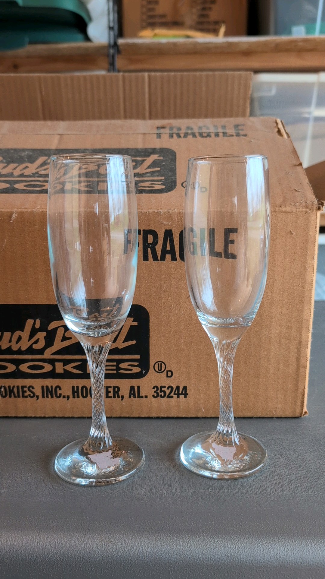 box of champagne glasses