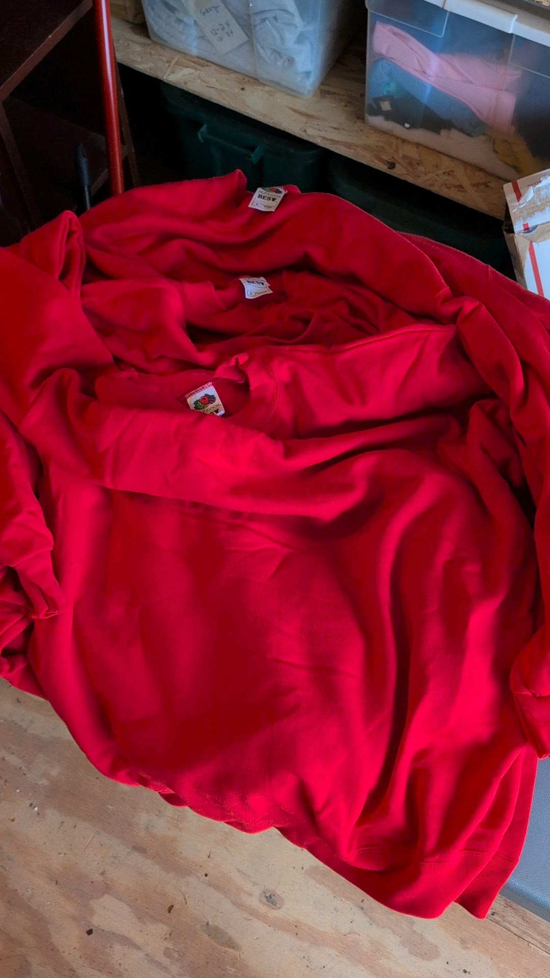 Lot of red fruit of the loom sweatshirts and hanes